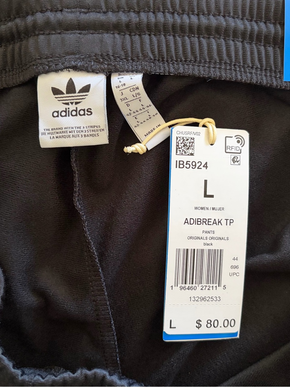 Women’s large Adidas Black  Pants Loose fit, straight leg, full-length - Picture 3 of 4